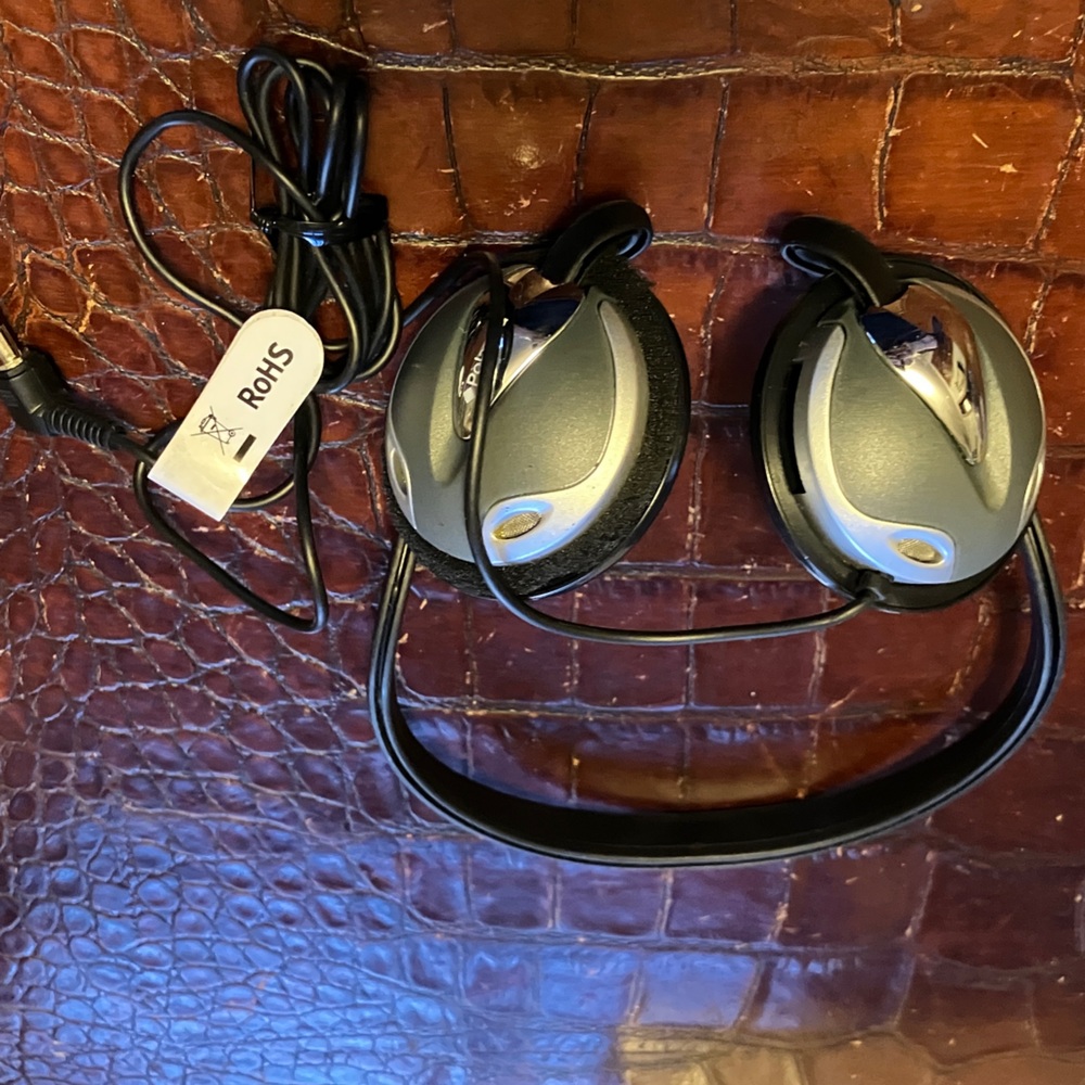 ‼️SOLD‼️ Silver and Black Polaroid Wired Headphones